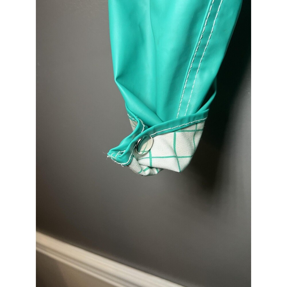 Vintage Charles River Coat Womens Medium Green Hooded PVC Rain Reversible 80s - Picture 7 of 16